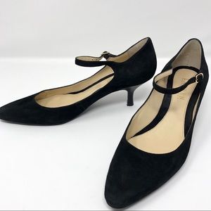 RALPH LAUREN Suede Mary Jane Kitten Heel Pumps
